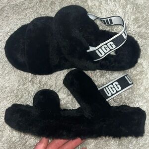 UGG fluffy sling back slippers